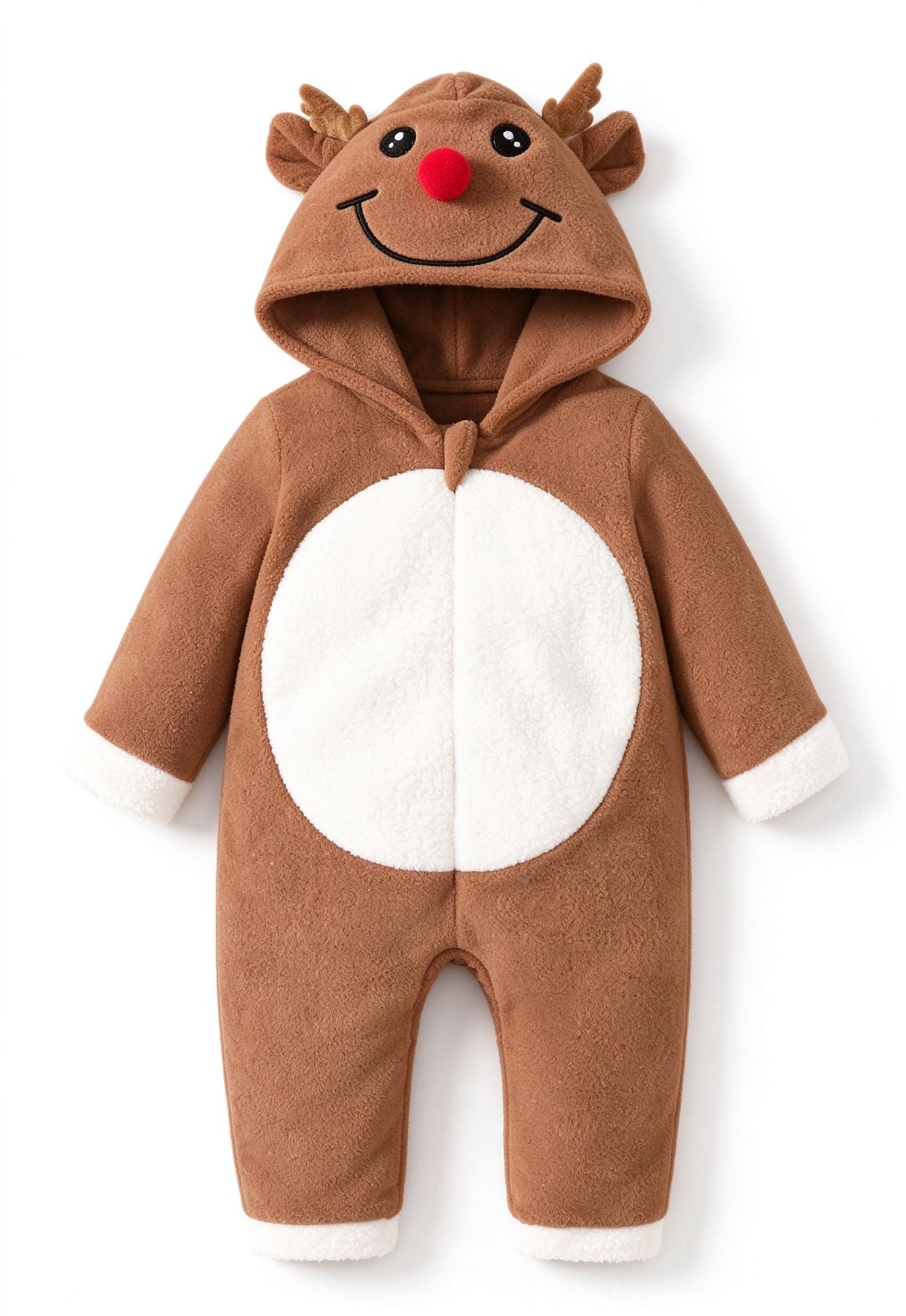 Baby Reindeer Hooded Plush Costume Jumpsuit