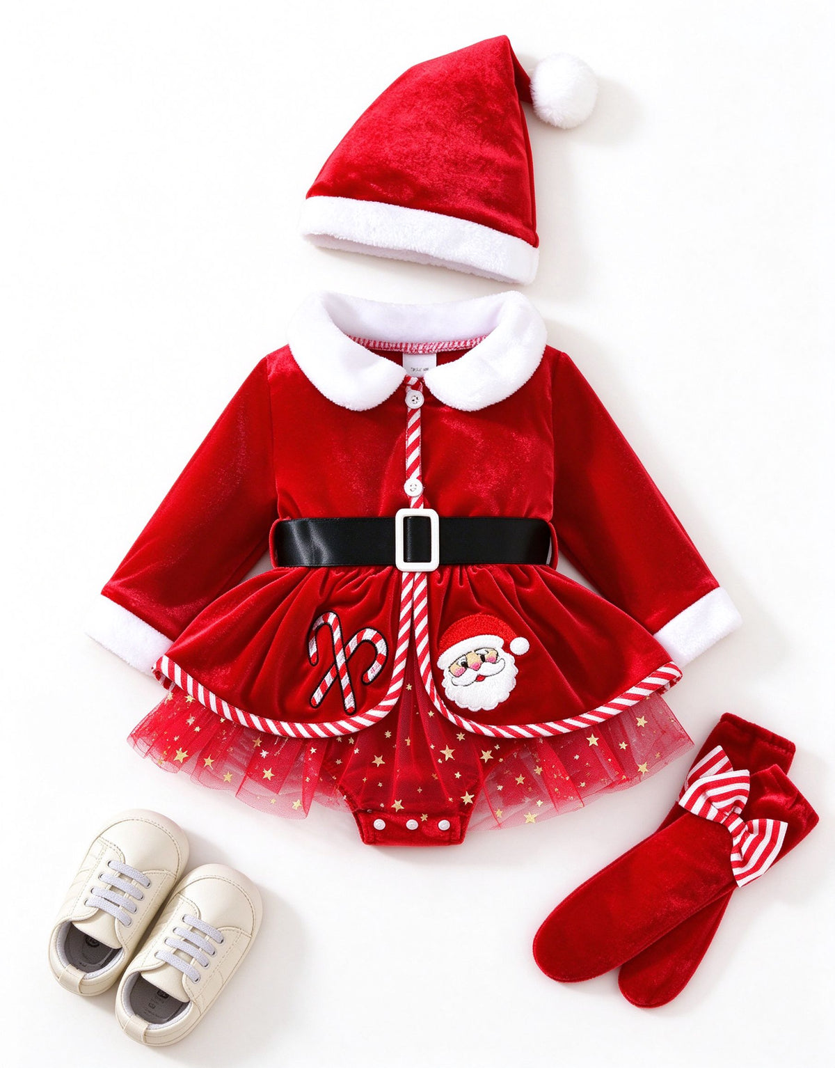 Baby Girl Santa Dress Romper with Hat