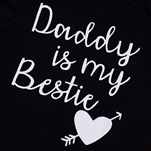 3pcs Baby Girls Bow Daddy Is My Bestie Pant Set