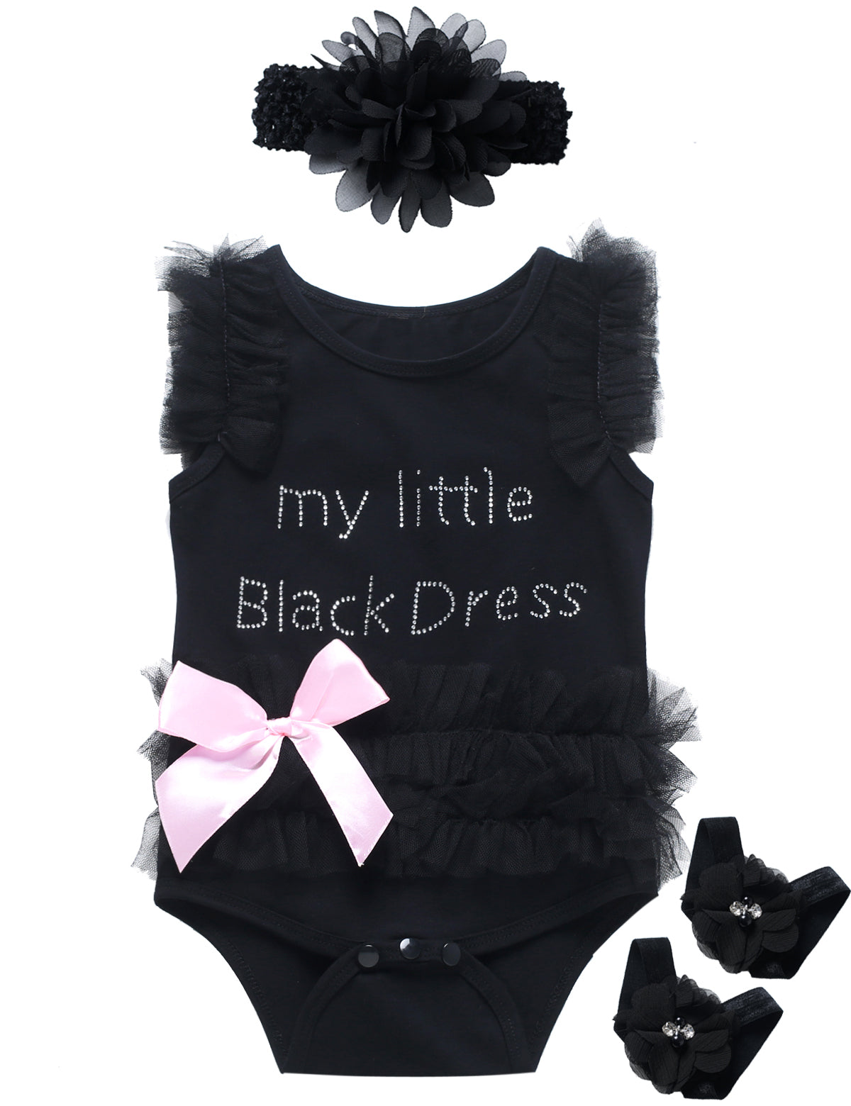 Newborn Baby Girls My Littele Black Dress Tutu Dress bakjuno Newborn Baby Girls My Littele Black Dress Tutu Dress bakjuno