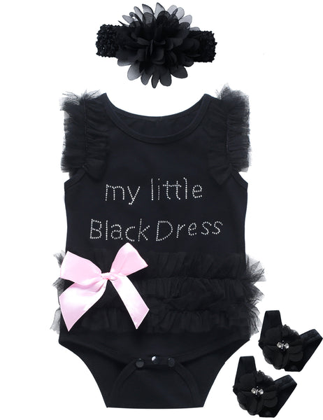 baby girl black dress Newborn Baby Girls My Littele Black Dress Tutu Dress – bakjuno