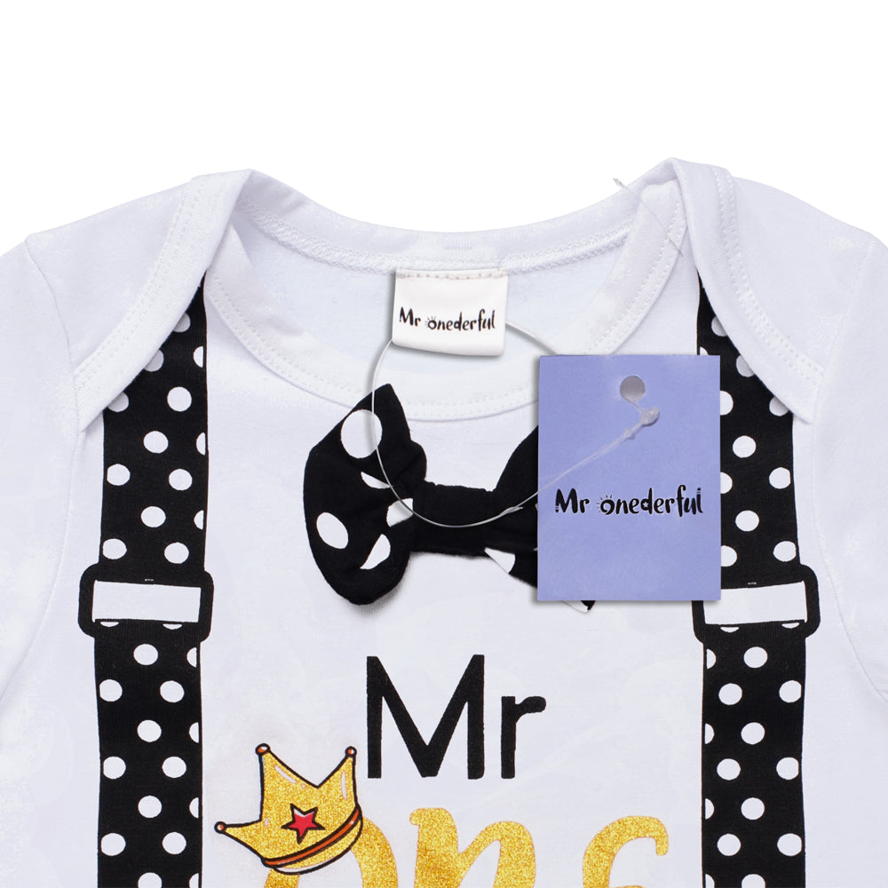 3pcs Baby Boys Mr Onederful 1st Birthday Pant Sets
