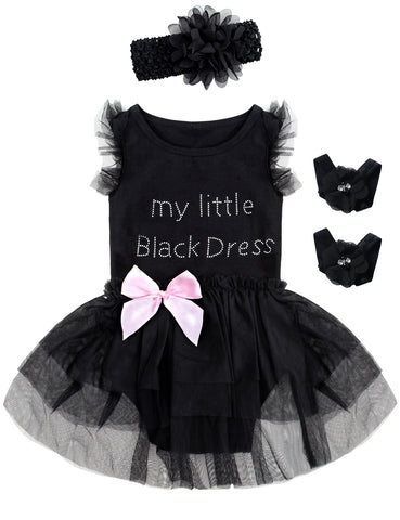 Newborn Baby Girls My Littele Black Dress Tutu Dress – bakjuno