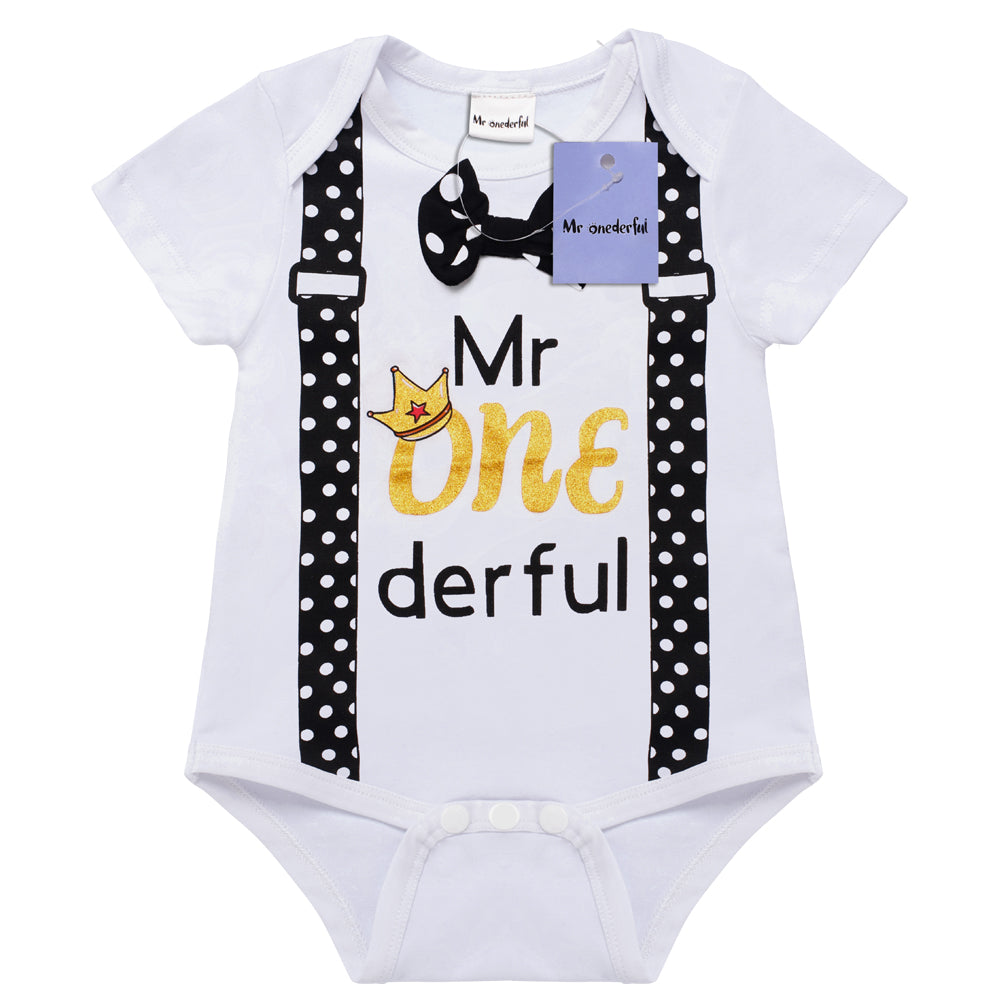 3pcs Baby Boys Mr Onederful 1st Birthday Pant Sets