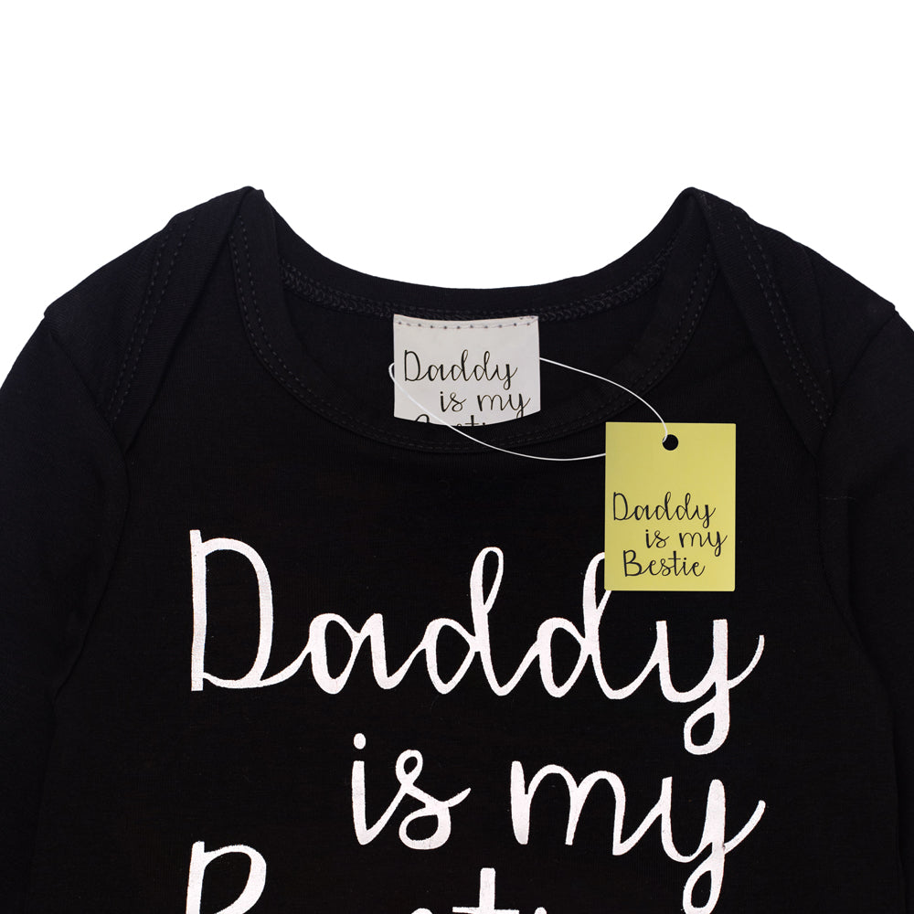 3pcs Baby Girls Bow Daddy Is My Bestie Pant Set