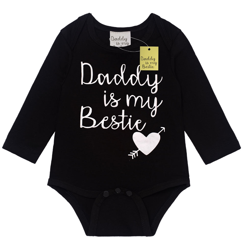 3pcs Baby Girls Bow Daddy Is My Bestie Pant Set